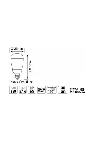 Akl-Lb261 Buzdolabı Ampulü E14 1W 5000K 660Lm Aklıght