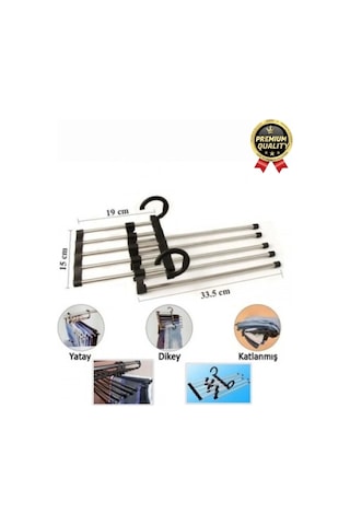 Çok Fonksiyonlu Organizer Katlanabilir Kumaş Kot Eşarp Hareketli Dolap İçi Pantolon Askılığı 5 In 1 Çok Renkli