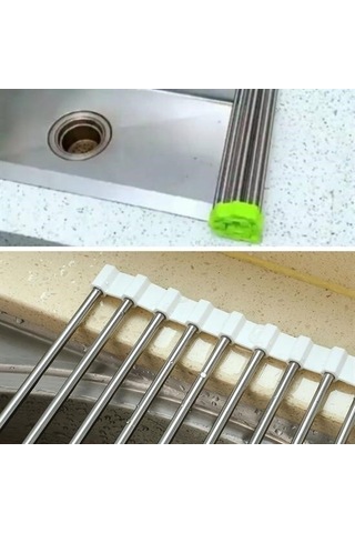 9032947803193drvs1 - Buffer Evye Üstü Katlanır Nihale Paslanmaz Çelik Pratik Sebze Meyve Bulaşık Kurutma Süzgeci Çok Renkli