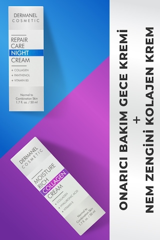 Dermanel Nem Zengini Kolajen Krem 50 ML + Dermanel Onarıcı Bakım Gece Kremi 50 ML