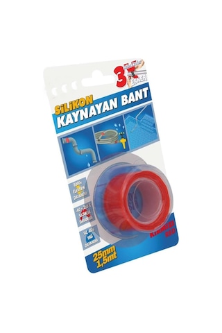 Silikon Kaynayan Çok Amaçlı Bant Boru Patlak Bandı 3katına Kadar Esner Su Altında Uygulanabilir 25x1,5mt-kırmızı