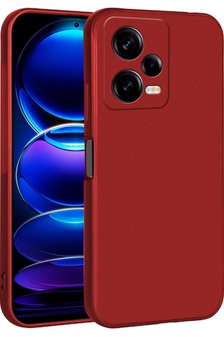 Noktaks - Xiaomi Uyumlu Xiaomi Redmi Note 12 Pro 5g - Kılıf Mat Renkli Esnek Premier Silikon Kapak - Kırmızı