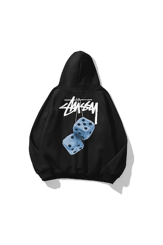 Tarzsokak Unisex Stüssy Zar Sweatshirt Siyah