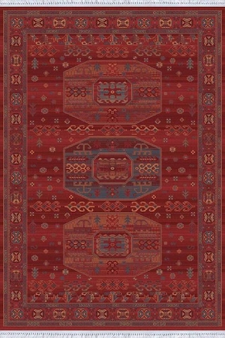 Bordo Yöresel Dokuma Pamuk Tabanlı Kaymaz Kilim Klm312n11