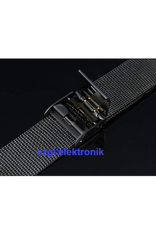 Siyah Çelik Ince Hasır 20Mm Kordon Metal Örgü Saat Kordonu Kayışı