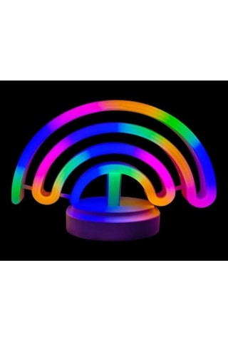 Neon Işıklı Gökkuşağı Masa Gece Lambası Pil+usb Çok Renkli
