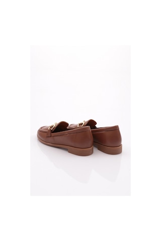 Dgn 1852 Kadin Metal Aksesuarli Loafer Ayakkabi Ceviz