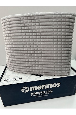Modern Line 2 Parça Tek Kişilik Battaniye Seti Açık Gri Renk Tek
