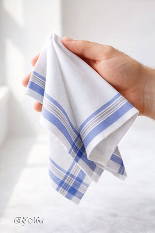Hepsine Rakip 12 Li Erkek Cep Yaka Mendil Seti Pamuklu 30x30 Cm Mirşah Mavi