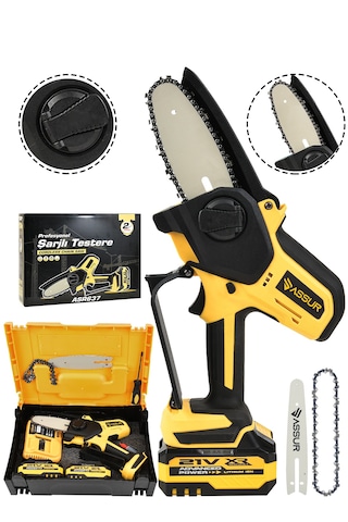 Assur Asr637 21v Çift Akülü Şarjlı Dal Budama Testeresi Sarı