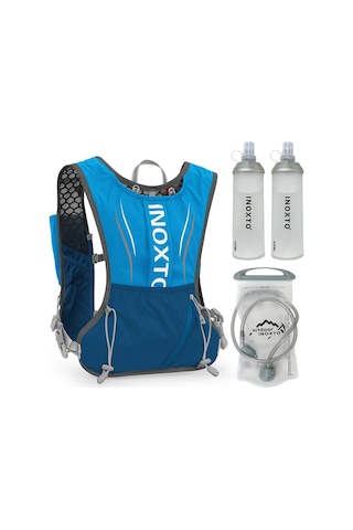 Inoxto-5l Hidrasyon Yeleği Sırt Çantası Su Koşu Yeleği Paketi, Mavi