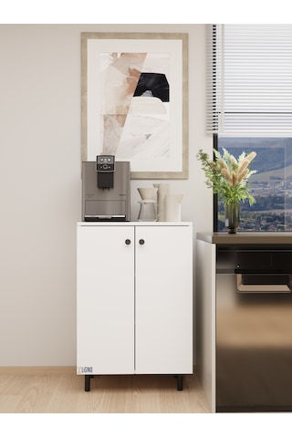 Modern 3 Raflı Çok Amaçlı Dolap - 87x50x30 Cm Mutfak & Banyo Düzenleyici - Robot Süpürge Uyumlu - Kiler Dolabı Beyaz