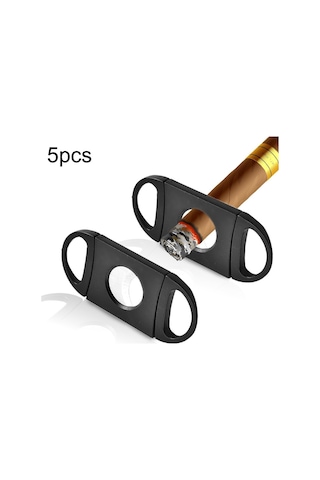 Sones 5 Adet Mini Siyah Paslanmaz Çelik Çift Taraflı Puro Makası Puro Kırıcı Diğer