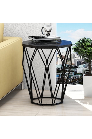 Variant Sofya Metal Yan Sehpa - Siyah Mermer