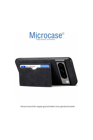 Microcase Google Pixel 10a İle Uyumlu Kartlıklı Standlı Deri Kaplama Kılıf-al5138 Siyah