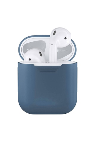 Wozlo Apple Uyumlu AirPods 1. Ve 2. Nesil Silikon Koruma Kılıfı - Silikon Koruyucu Kılıf - Mavi