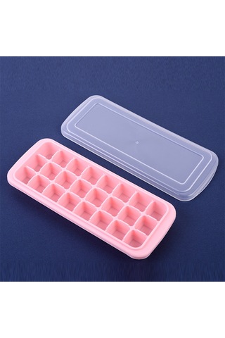 Kosona Ev Ve Bar Kullanıma Uygun 24 Hücreli Kapaklı Silikon Buzluk, Pembe Renkli Sağlıklı Buz Çekirdeği Hazırlama Kutusu Çok Renkli