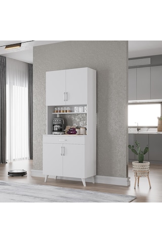 Loysen Kahve Köşesi Çok Amaçlı Dolap Kiler Mutfak Dolabı Beyaz 70 Cm Beyaz