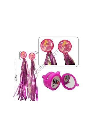 Hsgl Bisiklet Siyah Sepet Pembe Püskül Aynalı Zil Rüzgar Gülü Se