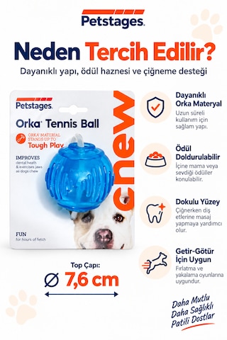Petstages Orka Tennis Ball Ödül Maması Hazneli Top Köpek Oyuncağı - Parçalanmaya Dayanıklı