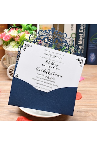 Mufunye 10 Adet İnci Kağıt Lazer Kesim Düğün Davetiye Kartları Tebrik Kartı Etkinlik Parti Malzemeleri