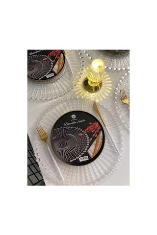 Supla, Boncuklu Sunum Tepsisi Şeffaf Sunumluk 20 Cm
