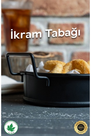 Azalea İkram Tabağı / Tepsisi Tel Kulplu Siyah