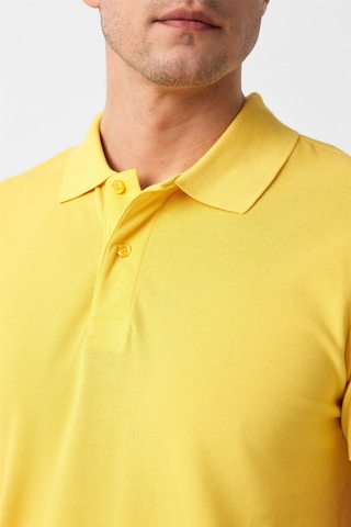 Sarı Slim Fit Armürlü Polo Yaka Tişört-37205 Sarı
