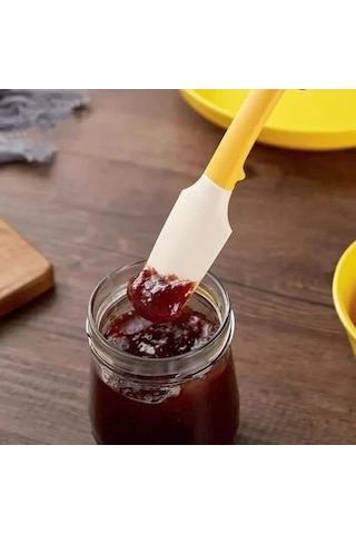 Trendooze Gaojunshop01 Sarı Silikon Spatula Kavanoz Kazıyıcı Ergonomik Sap Yapışmaz Dayanıklı Mutfak Aleti