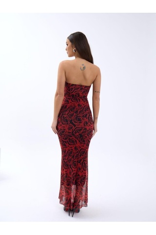 Etiler Collection 7006 Elbise-kırmızı Altın
