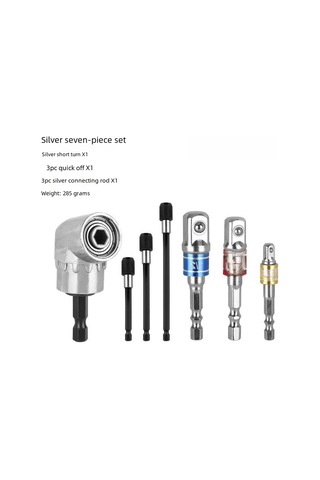 Suofeng 7 Parça Siyah 105 Derece Köşe Açıcı, Elektrikli Tornavida Ve Matkap Aksesuarı, 285 Gr, Çok Amaçlı Delme Ve Vida Sıkma Seti