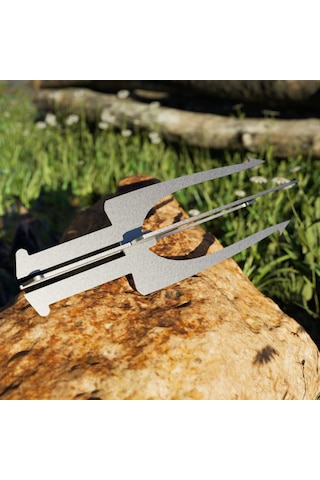 Kamp Ayısı Fiskspids Bushcraft Metal 2mm Mızrak Ucu Gri