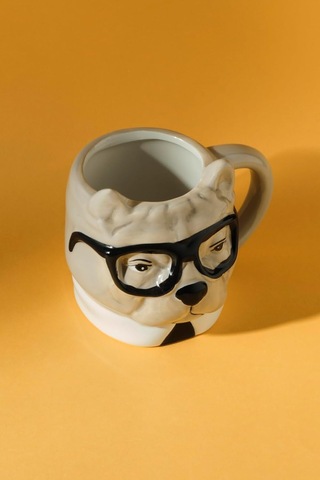 Karaca Anımal Buldog Mug Açık Kahverengi - Beyaz