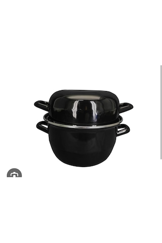 22 Cm Emaye Midye Model Çorba Makarna Sos Tenceresi 3,5 Litre Siyah