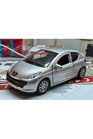 Oyuncak Metal Model Araba 1/36 Çek Bırak Peugeot 207 Gri