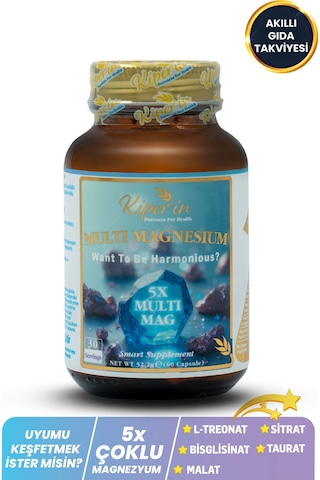 Kiper'in Magnezyum Multi 5X Çoklu Magnezyum Akıllı Gıda Takviyesi 60 Kapsül
