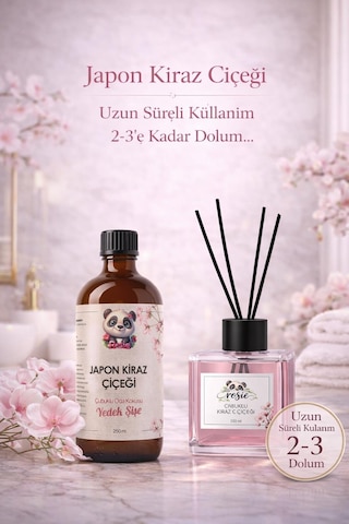 Japon Kiraz Çiçeği Çubuklu Oda Kokusu 250 Ml Refil Ve 100 Ml Difüzör Şişe Fresh