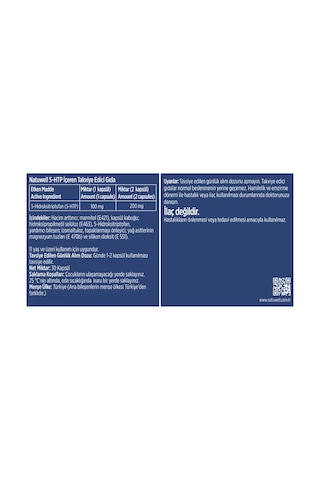 2'li 5-htp 100 Mg Takviye Edici Gıda 30 Kapsül