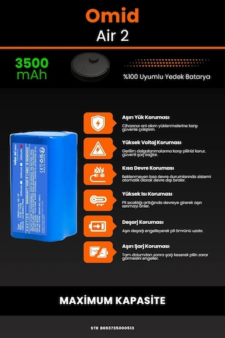 Omid Air 2 Uyumlu 3500mah Robot Süpürge Bataryası - Maksimum Kapasite