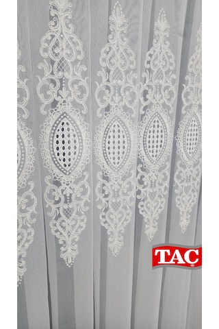 Nakışlı Kort Damask Salon Model Tarz Tasarım Force Exculusive 3 Kat Pileli Tül Perde Kortforcebyz