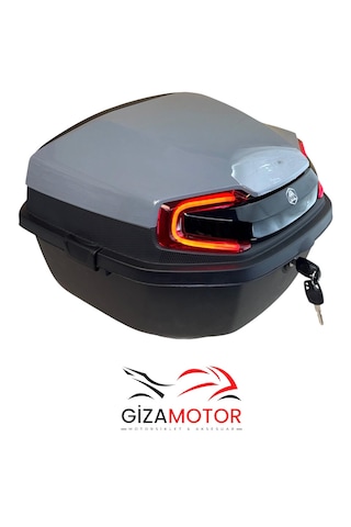 Işıklı + Sırt Dayamalı 33 Litre Motosiklet Çantası Koyu Nardo Gri