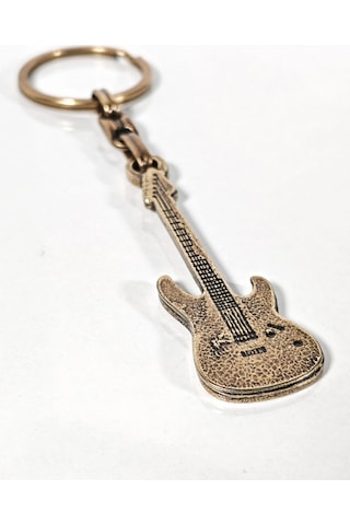 Antik Bronz Gitar Figürlü Metal Anahtarlık Müziğin Özgür Ruhu Ve Zamansız Stil Çok Renkli