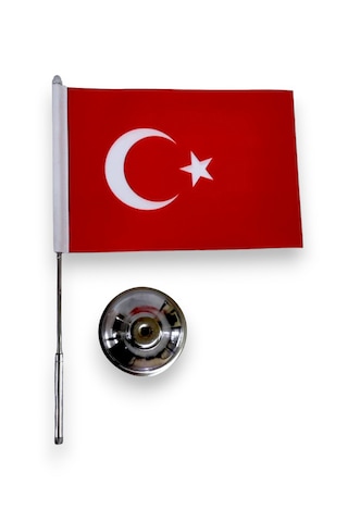 Türk Masa Bayrağı Tek Direkli Krom Kaplama