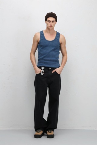 Vamos Yıkamalı Tank Top Kaşkorse Atlet İndigo