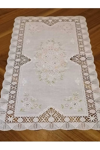 Pvc Runner Ve Sehpa Üstü Servislik 40 Cm X 30 Cm Beyaz Başak Ev Tekstili