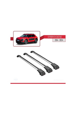 Citroen C4 Cactus 2014 Ve Sonrası İle Uyumlu Ace-1 Ara Atkı Tavan Barı Gri 3 Adet Bar