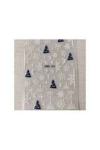 Kurabiye Adam Çam Ağacı Kar Tanesi Noel 3d Tasarım Yapışkan Sticker Tırnak Dövmesi Nail Art