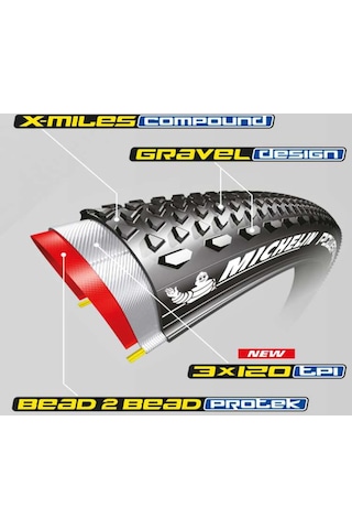 Michelin Power Gravel 700x33 Katlanır Tlr Dış Lastik Siyah
