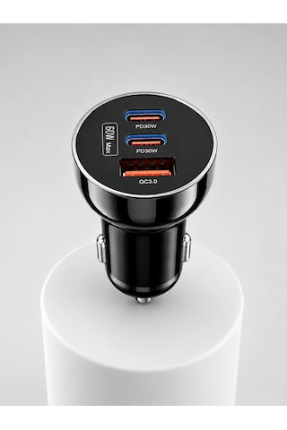 60w Araç Şarj Cihazı Çift Type-c Pd Ve Usb Qc3.0 Hızlı Şarj Adaptörü