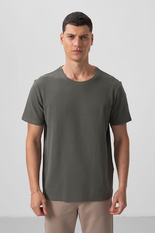 Tommylife Haki Yüzeyi Dokulu Rahat Form Basic Erkek T-shirt - 88436 Haki